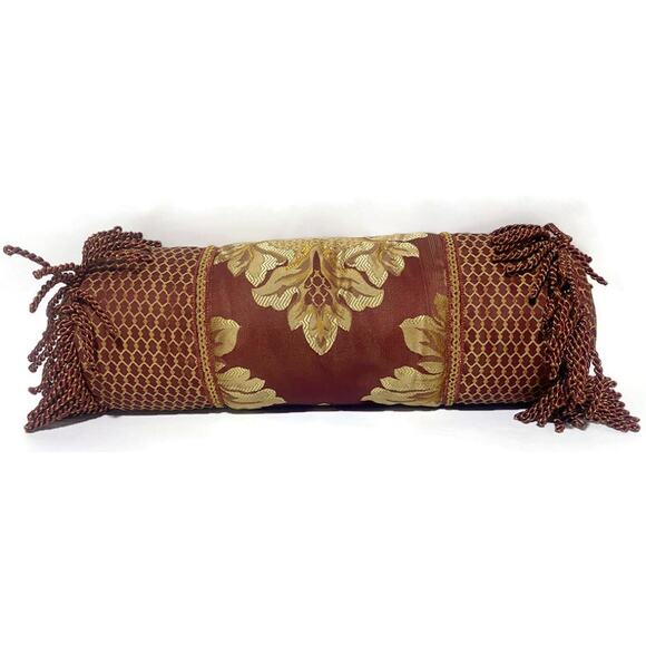 JC Penney Home Collection Accent Throw Pillows Burgundy and Brown Set of 2 - Picture 8 of 9